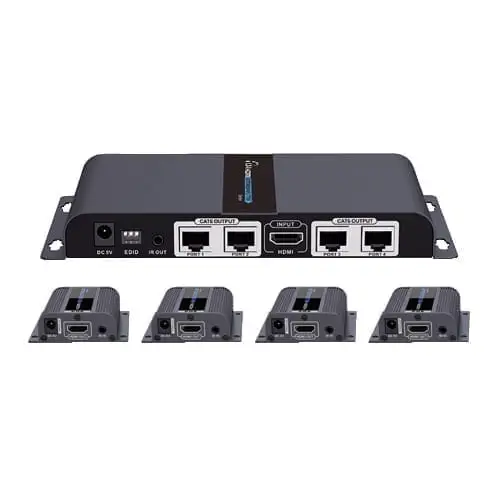 Estensore HDMI su LAN con splitter 4 out integrato / porta passante / tecnologia POC