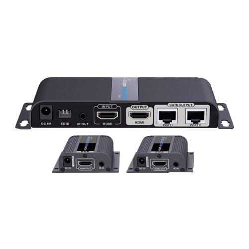 Estensore HDMI su LAN con splitter 2 out integrato / porta passante / tecnologia POC