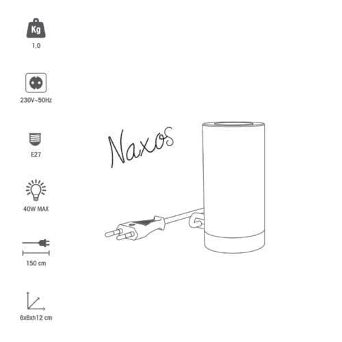 Naxos – Lampada da tavolo in sughero e rame attacco E27
