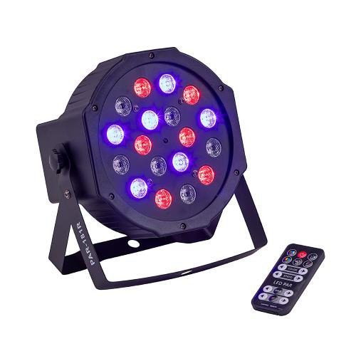 PAR A LED 18X1W (6R, 6G, 6B) con telecomando