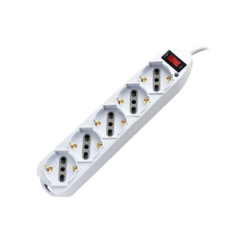 Multipresa 5 posti 10A-16A-schuko con interruttore bianca con cavo 3m