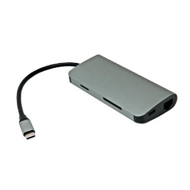Convertitore USB type-C / LAN con hub USB 3.0 3 porte + HDMI + card reader + PD