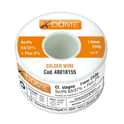 Rocchetto stagno 250g d.1mm sn63/pb37 + 2% Flussante