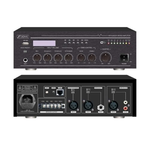 Amplificatore professionale pa 100v/60w con wi-fi, bt e lettore mp3