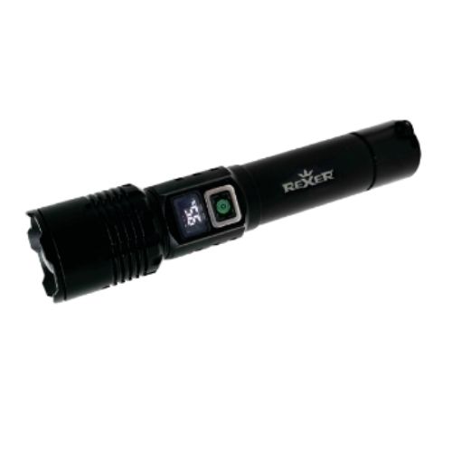 RX5025 - Torcia LED ricaricabile in alluminio 10W 1200mah 500lm nera con display